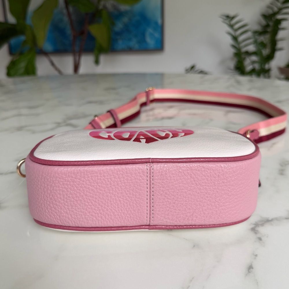 NWT Coach Mini Jamie Camera Bag With Stripe Heart Motif CA072 Chalk Pink Gold - Picture 7 of 11